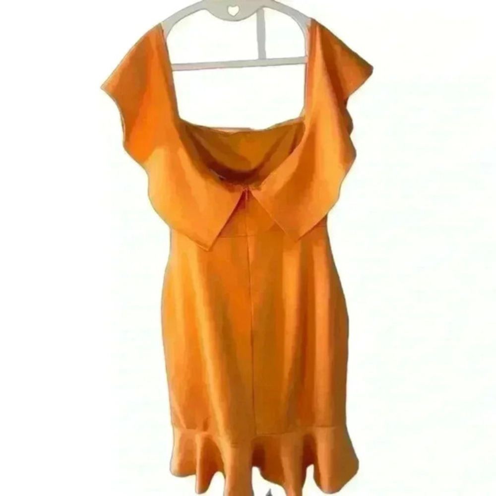 Lulus Confidence Boost Orange Off-the-Shoulder Bodycon Midi Dress - Picture 6 of 6